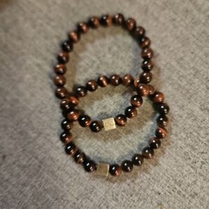 Brown Beaded Bracelet Set